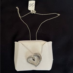 Sterling Silver Diamond Heart Pendant Chain 18”